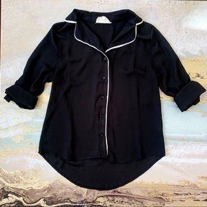 Sheer Black Button Up Blouse